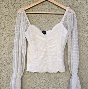 Madi Mase Rouched Sheer Long Sleeve Blouse